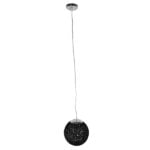 GloboStar® OCEANA 01356 Vintage Κρεμαστό Φωτιστικό Οροφής Μονόφωτο 1 x E27 Μαύρο Ξύλινο Ψάθινο Rattan Φ20 x Υ20cm - Image 2
