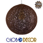 GloboStar® OCEANA 01358 Vintage Κρεμαστό Φωτιστικό Οροφής Μονόφωτο 1 x E27 Καφέ Ξύλινο Ψάθινο Rattan Φ40 x Υ40cm