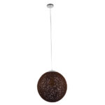 GloboStar® OCEANA 01358 Vintage Κρεμαστό Φωτιστικό Οροφής Μονόφωτο 1 x E27 Καφέ Ξύλινο Ψάθινο Rattan Φ40 x Υ40cm - Image 2