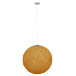 GloboStar® OCEANA 01361 Vintage Κρεμαστό Φωτιστικό Οροφής Μονόφωτο 1 x E27 Μπεζ Χρυσό Ξύλινο Ψάθινο Rattan Φ60 x Υ60cm - Image 2
