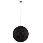 GloboStar® OCEANA 01364 Vintage Κρεμαστό Φωτιστικό Οροφής Μονόφωτο 1 x E27 Μαύρο Ξύλινο Ψάθινο Rattan Φ60 x Υ60cm - Image 2