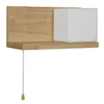 GloboStar® AMITY RIGHT 01366 Μοντέρνο Φωτιστικό Τοίχου Απλίκα Ραφάκι Μονόφωτο Ξύλινο με Λευκό Ματ Γυαλί Μ30 x Π14.5 x Υ15cm - Image 2