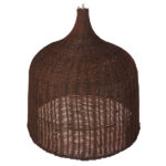 GloboStar® BAHAMAS 01369 Vintage Κρεμαστό Φωτιστικό Οροφής Μονόφωτο 1 x E27 Καφέ Σκούρο Ξύλινο Ψάθινο Μπαμπού Φ60 x Υ60cm - Image 3