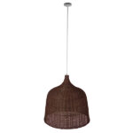 GloboStar® BAHAMAS 01369 Vintage Κρεμαστό Φωτιστικό Οροφής Μονόφωτο 1 x E27 Καφέ Σκούρο Ξύλινο Ψάθινο Μπαμπού Φ60 x Υ60cm - Image 2