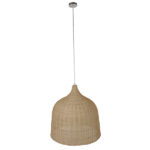 GloboStar® BAHAMAS 01370 Vintage Κρεμαστό Φωτιστικό Οροφής Μονόφωτο 1 x E27 Μπεζ Ξύλινο Ψάθινο Μπαμπού Φ60 x Υ60cm - Image 2