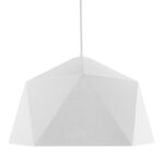 GloboStar® HEXAGON 01378 Μοντέρνο Κρεμαστό Φωτιστικό Οροφής Μονόφωτο Λευκό Χρυσό Μεταλλικό Καμπάνα Φ46 x Υ25cm - Image 3