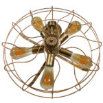 GloboStar® ERAFAN 01381 Vintage Industrial Φωτιστικό Τοίχου Απλίκα Πολύφωτο Καφέ Σκουριά Μεταλλικό Πλέγμα Φ46 x Μ22 x Π46 x Υ46cm - Image 4