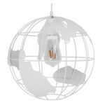 GloboStar® EARTH 30CM 01382 Vintage Industrial Κρεμαστό Φωτιστικό Οροφής Μονόφωτο 1 x E27 Λευκό Μεταλλικό Πλέγμα Φ30 x Υ30cm - Image 2