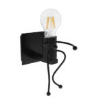 GloboStar® LITTLE MAN 01388 Μοντέρνο Φωτιστικό Τοίχου Απλίκα Μονόφωτο Μαύρο Μεταλλικό Μ12 x Π19 x Υ17cm - Image 2