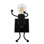 GloboStar® LITTLE MAN 01388 Μοντέρνο Φωτιστικό Τοίχου Απλίκα Μονόφωτο Μαύρο Μεταλλικό Μ12 x Π19 x Υ17cm - Image 3