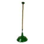 GloboStar® ELEDA 01408 Vintage Industrial Κρεμαστό Φωτιστικό Οροφής Μονόφωτο 1 x E27 Πράσινο Λευκό Μεταλλικό Καμπάνα Πλέγμα με Μπεζ Σχοινί Φ36 x Υ31cm - Image 2