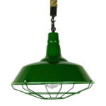 GloboStar® ELEDA 01408 Vintage Industrial Κρεμαστό Φωτιστικό Οροφής Μονόφωτο 1 x E27 Πράσινο Λευκό Μεταλλικό Καμπάνα Πλέγμα με Μπεζ Σχοινί Φ36 x Υ31cm - Image 3