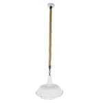 GloboStar® NARANZA 01409 Vintage Industrial Κρεμαστό Φωτιστικό Οροφής Μονόφωτο 1 x E27 Λευκό Ματ Μεταλλικό Καμπάνα Πλέγμα με Μπεζ Σχοινί Φ36 x Υ31cm - Image 2