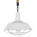 GloboStar® NARANZA 01409 Vintage Industrial Κρεμαστό Φωτιστικό Οροφής Μονόφωτο 1 x E27 Λευκό Ματ Μεταλλικό Καμπάνα Πλέγμα με Μπεζ Σχοινί Φ36 x Υ31cm - Image 3