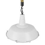 GloboStar® NARANZA 01409 Vintage Industrial Κρεμαστό Φωτιστικό Οροφής Μονόφωτο 1 x E27 Λευκό Ματ Μεταλλικό Καμπάνα Πλέγμα με Μπεζ Σχοινί Φ36 x Υ31cm - Image 4