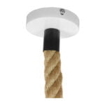 GloboStar® NARANZA 01409 Vintage Industrial Κρεμαστό Φωτιστικό Οροφής Μονόφωτο 1 x E27 Λευκό Ματ Μεταλλικό Καμπάνα Πλέγμα με Μπεζ Σχοινί Φ36 x Υ31cm - Image 8