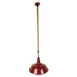 GloboStar® ISCAR 01410 Vintage Industrial Κρεμαστό Φωτιστικό Οροφής Μονόφωτο 1 x E27 Μπορντό Κόκκινο Λευκό Μεταλλικό Καμπάνα Πλέγμα με Μπεζ Σχοινί Φ36 x Υ31cm - Image 2