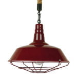 GloboStar® ISCAR 01410 Vintage Industrial Κρεμαστό Φωτιστικό Οροφής Μονόφωτο 1 x E27 Μπορντό Κόκκινο Λευκό Μεταλλικό Καμπάνα Πλέγμα με Μπεζ Σχοινί Φ36 x Υ31cm - Image 3