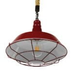 GloboStar® ISCAR 01410 Vintage Industrial Κρεμαστό Φωτιστικό Οροφής Μονόφωτο 1 x E27 Μπορντό Κόκκινο Λευκό Μεταλλικό Καμπάνα Πλέγμα με Μπεζ Σχοινί Φ36 x Υ31cm - Image 4