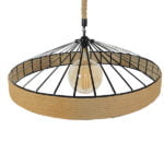 GloboStar® SAHARA 01416 Vintage Κρεμαστό Φωτιστικό Οροφής Μονόφωτο 1 x E27 Μαύρο Μεταλλικό με Μπεζ Σχοινί Φ80 x Υ25cm - Image 5