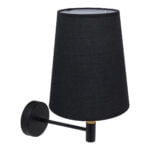 GloboStar® LYDFORD 01432 Μοντέρνο Φωτιστικό Τοίχου Απλίκα Μονόφωτο Μαύρο με Μπέζ Ξύλο Μεταλλικό Φ20 x Y36cm - Image 4