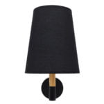 GloboStar® LYDFORD 01432 Μοντέρνο Φωτιστικό Τοίχου Απλίκα Μονόφωτο Μαύρο με Μπέζ Ξύλο Μεταλλικό Φ20 x Y36cm - Image 5