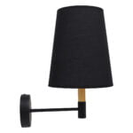 GloboStar® LYDFORD 01432 Μοντέρνο Φωτιστικό Τοίχου Απλίκα Μονόφωτο Μαύρο με Μπέζ Ξύλο Μεταλλικό Φ20 x Y36cm - Image 8