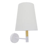 GloboStar® LYDFORD 01433 Μοντέρνο Φωτιστικό Τοίχου Απλίκα Μονόφωτο Λευκό με Μπέζ Ξύλο Μεταλλικό Φ20 x Y36cm - Image 3