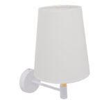 GloboStar® LYDFORD 01433 Μοντέρνο Φωτιστικό Τοίχου Απλίκα Μονόφωτο Λευκό με Μπέζ Ξύλο Μεταλλικό Φ20 x Y36cm - Image 4