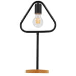 GloboStar® HONOR TRIANGLE 01436 Μοντέρνο Επιτραπέζιο Φωτιστικό Πορτατίφ Μονόφωτο Μαύρο Μεταλλικό με Ξύλινη Βάση Δρυς Μ20 x Π20 x Υ40cm - Image 4