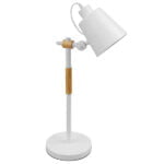 GloboStar® VERITY 01440 Μοντέρνο Επιτραπέζιο Φωτιστικό Πορτατίφ Μονόφωτο Λευκό Μεταλλικό με Ξύλινες Λεπτομέρειες Φ13 x Υ56cm - Image 2