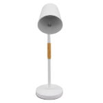 GloboStar® VERITY 01440 Μοντέρνο Επιτραπέζιο Φωτιστικό Πορτατίφ Μονόφωτο Λευκό Μεταλλικό με Ξύλινες Λεπτομέρειες Φ13 x Υ56cm - Image 3