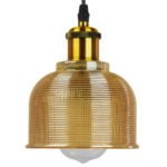 GloboStar® SEGRETO 01448 Vintage Κρεμαστό Φωτιστικό Οροφής Μονόφωτο 1 x E27 Χρυσό Γυάλινο Διάφανο Καμπάνα με Χρυσό Ντουί Φ14 x Υ18cm - Image 3