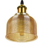 GloboStar® SEGRETO 01448 Vintage Κρεμαστό Φωτιστικό Οροφής Μονόφωτο 1 x E27 Χρυσό Γυάλινο Διάφανο Καμπάνα με Χρυσό Ντουί Φ14 x Υ18cm - Image 5
