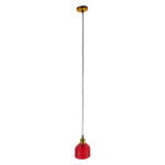 GloboStar® SEGRETO 01450 Vintage Κρεμαστό Φωτιστικό Οροφής Μονόφωτο 1 x E27 Κόκκινο Γυάλινο Διάφανο Καμπάνα με Χρυσό Ντουί Φ14 x Υ18cm - Image 2