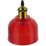 GloboStar® SEGRETO 01450 Vintage Κρεμαστό Φωτιστικό Οροφής Μονόφωτο 1 x E27 Κόκκινο Γυάλινο Διάφανο Καμπάνα με Χρυσό Ντουί Φ14 x Υ18cm - Image 4
