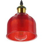 GloboStar® SEGRETO 01450 Vintage Κρεμαστό Φωτιστικό Οροφής Μονόφωτο 1 x E27 Κόκκινο Γυάλινο Διάφανο Καμπάνα με Χρυσό Ντουί Φ14 x Υ18cm - Image 5