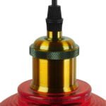 GloboStar® SEGRETO 01450 Vintage Κρεμαστό Φωτιστικό Οροφής Μονόφωτο 1 x E27 Κόκκινο Γυάλινο Διάφανο Καμπάνα με Χρυσό Ντουί Φ14 x Υ18cm - Image 6