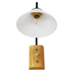 GloboStar® ALESSIA 01457 Μοντέρνο Φωτιστικό Τοίχου Απλίκα Μονόφωτο Μαύρο Λευκό με Ξύλινη Βάση και Διακόπτη ON/OFF Μεταλλικό Φ18 x Y29cm - Image 6