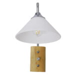 GloboStar® ALESSIA 01459 Μοντέρνο Φωτιστικό Τοίχου Απλίκα Μονόφωτο Ασημί Νίκελ Λευκό με Ξύλινη Βάση και Διακόπτη ON/OFF Μεταλλικό Φ18 x Y29cm - Image 3