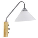 GloboStar® ALESSIA 01459 Μοντέρνο Φωτιστικό Τοίχου Απλίκα Μονόφωτο Ασημί Νίκελ Λευκό με Ξύλινη Βάση και Διακόπτη ON/OFF Μεταλλικό Φ18 x Y29cm - Image 4