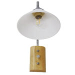 GloboStar® ALESSIA 01459 Μοντέρνο Φωτιστικό Τοίχου Απλίκα Μονόφωτο Ασημί Νίκελ Λευκό με Ξύλινη Βάση και Διακόπτη ON/OFF Μεταλλικό Φ18 x Y29cm - Image 6