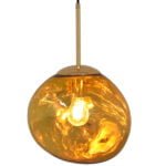 GloboStar® DIXAR 01462 Μοντέρνο Κρεμαστό Φωτιστικό Οροφής Μονόφωτο 1 x E27 Γυάλινο Χρυσό Φ28 x Υ40cm - Image 2