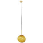 GloboStar® DIXAR 01462 Μοντέρνο Κρεμαστό Φωτιστικό Οροφής Μονόφωτο 1 x E27 Γυάλινο Χρυσό Φ28 x Υ40cm - Image 3