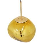 GloboStar® DIXAR 01462 Μοντέρνο Κρεμαστό Φωτιστικό Οροφής Μονόφωτο 1 x E27 Γυάλινο Χρυσό Φ28 x Υ40cm - Image 4