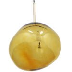 GloboStar® DIXAR 01462 Μοντέρνο Κρεμαστό Φωτιστικό Οροφής Μονόφωτο 1 x E27 Γυάλινο Χρυσό Φ28 x Υ40cm - Image 5