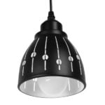 GloboStar® HUNTON 01476 Μοντέρνο Κρεμαστό Φωτιστικό Οροφής Μονόφωτο 1 x E27 Μεταλλικό Μαύρο Λευκό Καμπάνα Φ13 x Υ14cm - Image 5