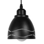 GloboStar® LAGUNA 01477 Μοντέρνο Κρεμαστό Φωτιστικό Οροφής Μονόφωτο 1 x E27 Μεταλλικό Μαύρο Λευκό Καμπάνα Φ13 x Υ14cm - Image 3
