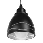 GloboStar® LAGUNA 01477 Μοντέρνο Κρεμαστό Φωτιστικό Οροφής Μονόφωτο 1 x E27 Μεταλλικό Μαύρο Λευκό Καμπάνα Φ13 x Υ14cm - Image 5