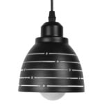 GloboStar® LINE STARS 01483 Μοντέρνο Κρεμαστό Φωτιστικό Οροφής Μονόφωτο 1 x E27 Μεταλλικό Μαύρο Λευκό Καμπάνα Φ13 x Υ14cm - Image 3